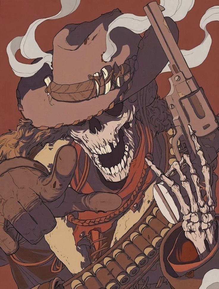Askanen's profile picture: an illustrated skeleton cowboy